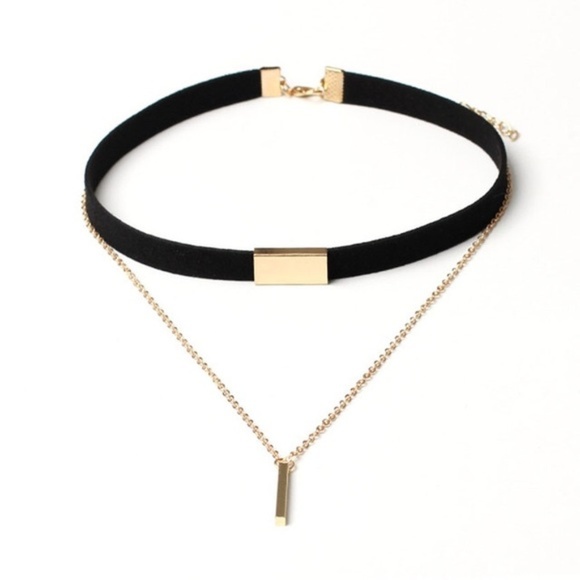 Jewelry - Gold  Bar Choker Bar Pendant Necklace